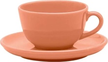 Чайная пара Oxford FLAT Shape APRICOT 136080 AO04-1A03 (чашка 200мл и блюдце 14см)
