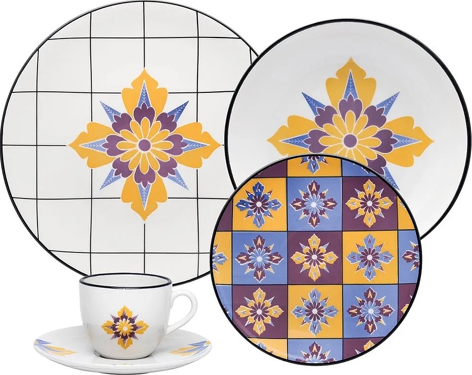 Чайная пара Oxford COUP Shape GRID 101239 ED02-4684 (чашка 200мл и блюдце 16см)