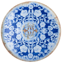 Тарелка с плоским дном круглая Kutahya Corendon Blue Blanc BNROT28DU891310 (D1, d28см, h1,8см)